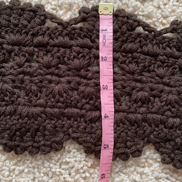 Three Bird Nest Brown Crochet Scarf - Picture 4 of 8